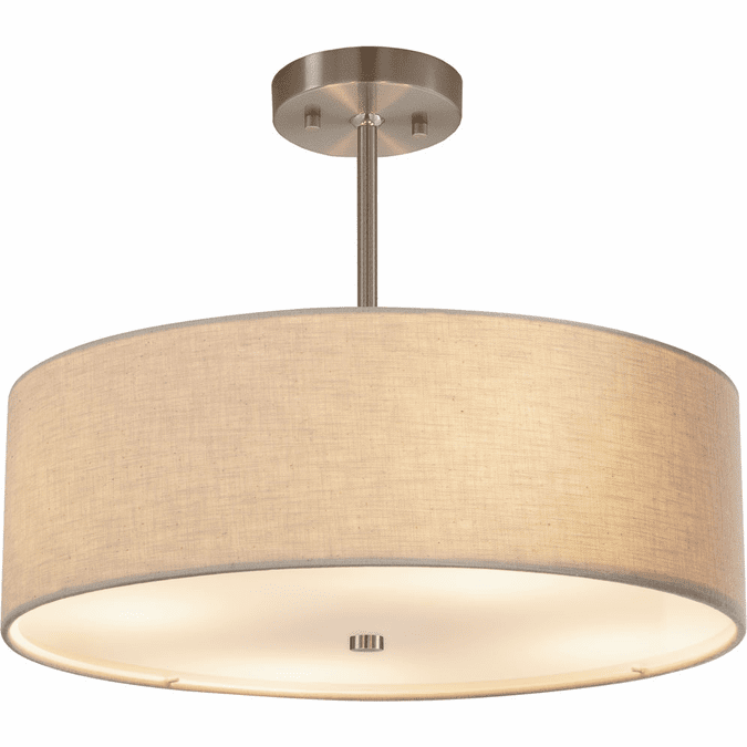 Justice Design FAB-9591-CREM-NCKL Textile Classic Brushed Nickel 18" Drum Lighting Pendant