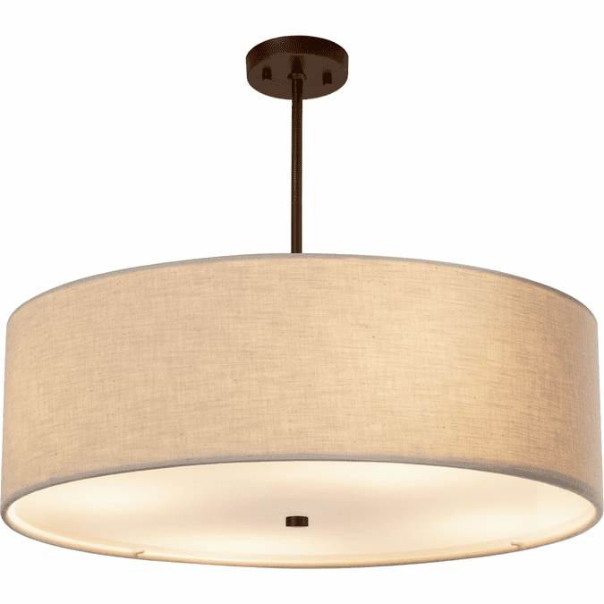 Justice Design FAB-9592-CREM-DBRZ Textile Classic Dark Bronze 24" Drum Pendant Lighting