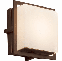 Justice Design FSN-7561W-OPAL-DBRZ Fusion Avalon Contemporary Dark Bronze LED Outdoor Square Wall Sconce Lighting