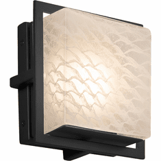 Justice Design FSN-7561W-WEVE-MBLK Fusion Avalon Contemporary Matte Black LED Outdoor Square Wall Sconce Lighting
