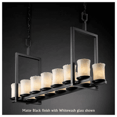 Justice Design GLA-8769-16 Dakota 14-Light Short Island Chandelier with Cylinder Rippled Rim Glass