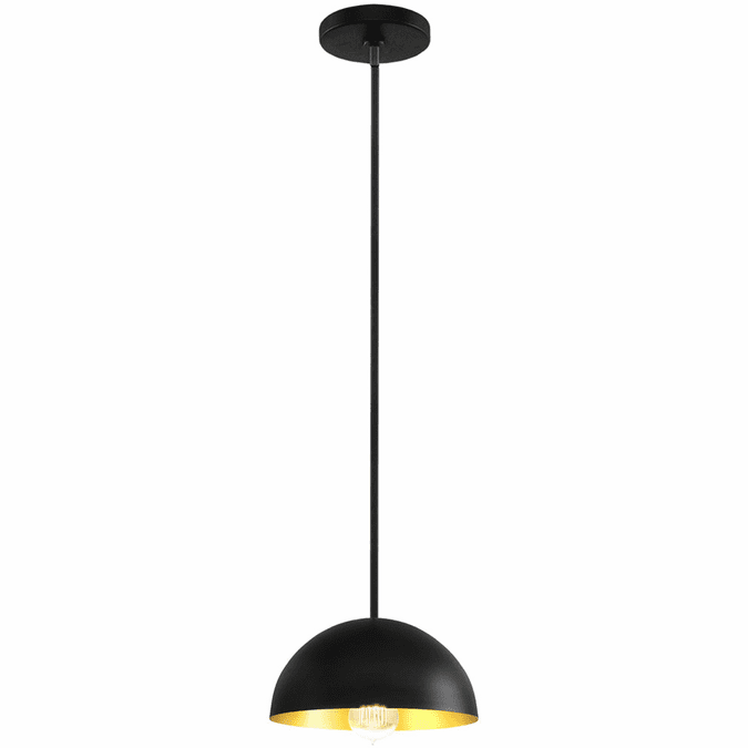 Justice Design NSH-9840-CBGD Artisan Glass Edgeworth EVOLV Modern Matte Black with Champagne Gold interior Mini Pendant Light