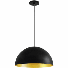 Justice Design NSH-9841-CBGD Artisan Glass Edgeworth EVOLV Modern Matte Black with Champagne Gold interior 18" Lighting Pendant