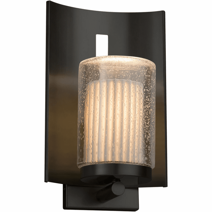Justice Design POR-7591W-10-PLET-MBLK Limoges Embark Modern Matte Black Outdoor Light Sconce