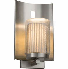 Justice Design POR-7591W-10-PLET-NCKL Limoges Embark Contemporary Brushed Nickel Exterior Lighting Sconce