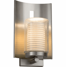 Justice Design POR-7591W-10-SAWT-NCKL Limoges Embark Modern Brushed Nickel Outdoor Wall Light Fixture