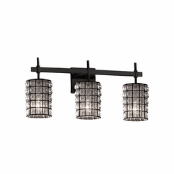 Justice Design WGL-8413 Wire Glass Union Modern 3-Light Bathroom Lighting Fixture