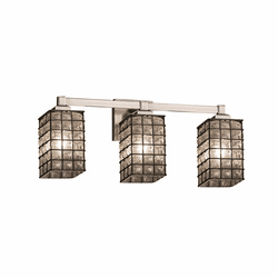 Justice Design WGL-8433 Wire Glass Regency Modern 3-Light Bath Light Fixture