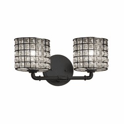 Justice Design WGL-8462 Wire Glass Bronx Contemporary 2-Light Bathroom Vanity Light