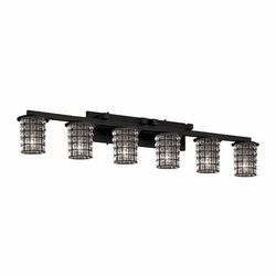 Justice Design WGL-8786-10 Wire Glass Dakota Contemporary 6-Light Bathroom Vanity Light Fixture
