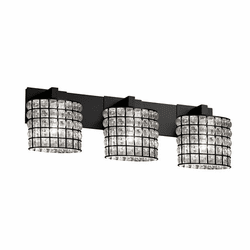 Justice Design WGL-8923 Wire Glass Modular Modern 3-Light Bathroom Wall Sconce