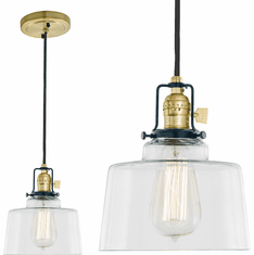 JVI Designs 1221-10-S14 Nob Hill Satin Brass and Black Mini Hanging Light Fixture