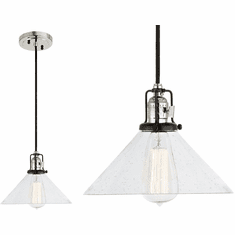 JVI Designs 1221-15-S2-CB Nob Hill Polished Nickel and Black Mini Pendant Lamp