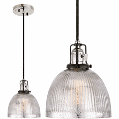 JVI Designs 1221-15-S5-MP Nob Hill Polished Nickel and Black Mini Pendant Hanging Light