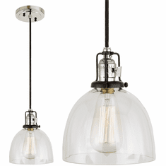 JVI Designs 1221-15-S5 Nob Hill Polished Nickel and Black Mini Pendant Lighting Fixture
