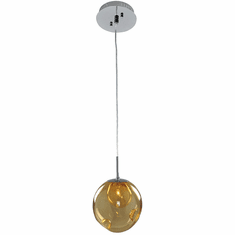 Kalco 309510CH-AMBER Meteor Contemporary Chrome Halogen Mini Ceiling Light Pendant