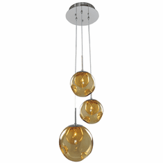Kalco 309540CH-AMBER Meteor Contemporary Chrome Halogen Multi Pendant Lighting