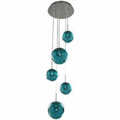 Kalco 309541CH-AQUA Meteor Modern Chrome Halogen Multi Hanging Light