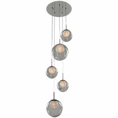 Kalco 309541CH-CLEAR Meteor Contemporary Chrome Halogen Multi Pendant Light Fixture
