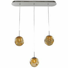 Kalco 309542CH-AMBER Meteor Contemporary Chrome Halogen Multi Hanging Pendant Lighting