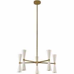 Kalco 310470WVB Milo Modern White and Vintage Brass LED Ceiling Chandelier