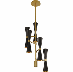 Kalco 310472BVB Milo Modern Black and Vintage Brass LED Mini Chandelier Lighting
