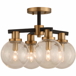 Kalco 315440BBB Cameo Contemporary Matte Black Finish with Brushed Pearlized Brass Ceiling Lighting