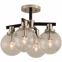 Kalco 315440BPN Cameo Modern Matte Black Finish with Nickel Accents Ceiling Light