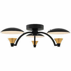 Kalco 513645BWB Redding Contemporary Matte Black w/ White and Brass Accent LED Flush Mount Lighting