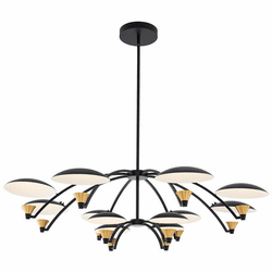 Kalco 513673BWB Redding Modern Matte Black w/ White and Brass Accent LED Mini Chandelier Light