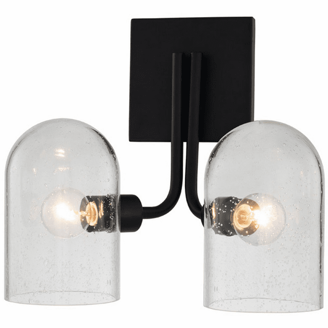 Kalco 514022MB Cupola Contemporary Matte Black 2-Light Bath Lighting Fixture