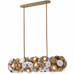 Kalco 520361WVB Damask Contemporary White and Vintage Brass Kitchen Island Light Fixture