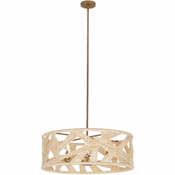 Kalco 525756MGW Soga Contemporary Modern Gold And White Drum Drop Ceiling Light Fixture