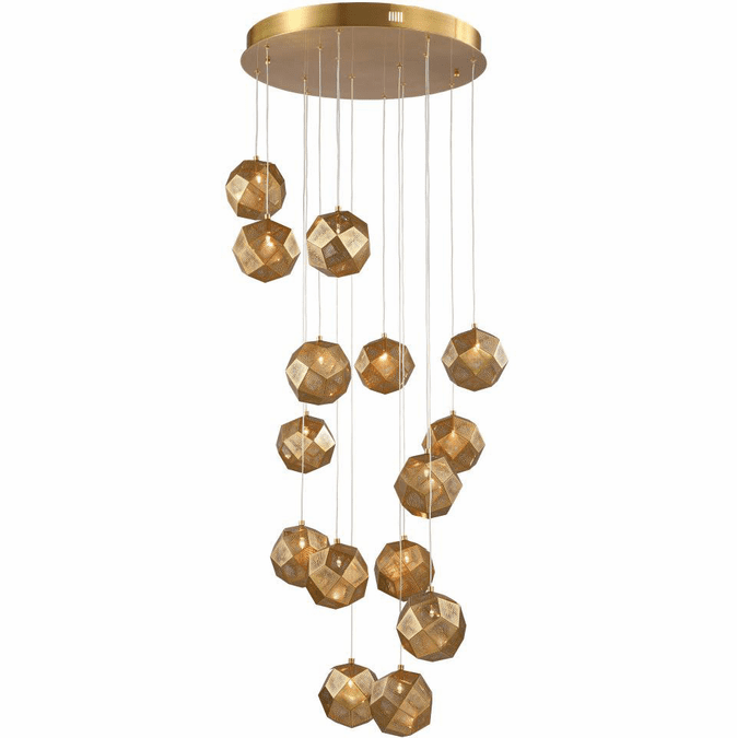 Kanova & Company KCH3103-15 Zara Modern Burnished Brass LED Multi Lighting Pendant