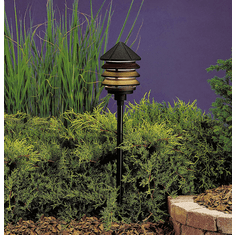 Kichler 15205BKT Six Groove Textured Black Line Voltage Exterior Pathway Lighting