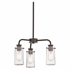 Kichler 43057OZ Braelyn Vintage Olde Bronze 3 Lamp Mini Chandelier - 18 Inch Diameter