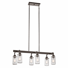 Kichler 43059OZ Braelyn 6 Lamp Olde Bronze 34 Inch Wide Retro Kitchen Island Lighting