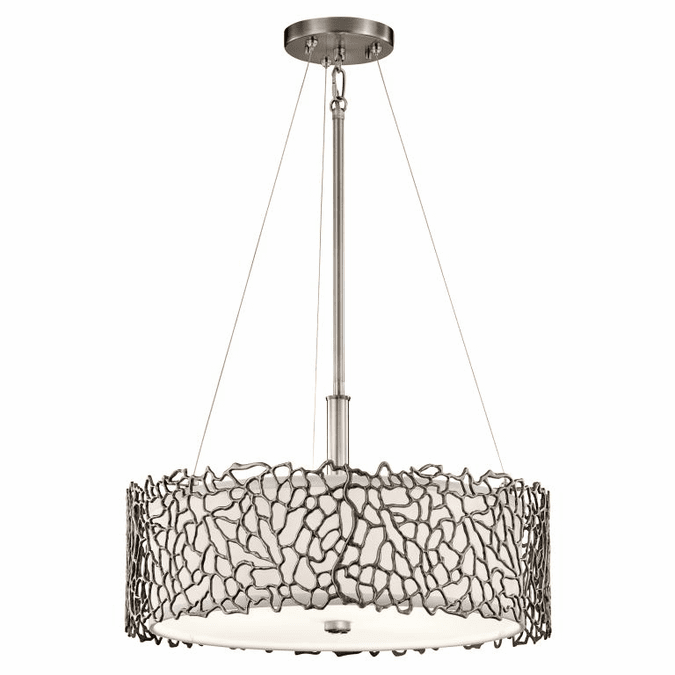 Kichler 43346CLP Silver Coral Contemporary Classic Pewter Finish 11.25" Tall Drum Drop Ceiling Lighting