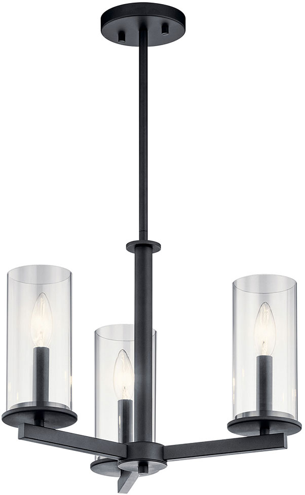 Kichler 43997BK Crosby Modern Black Mini Ceiling Chandelier KIC43997BK