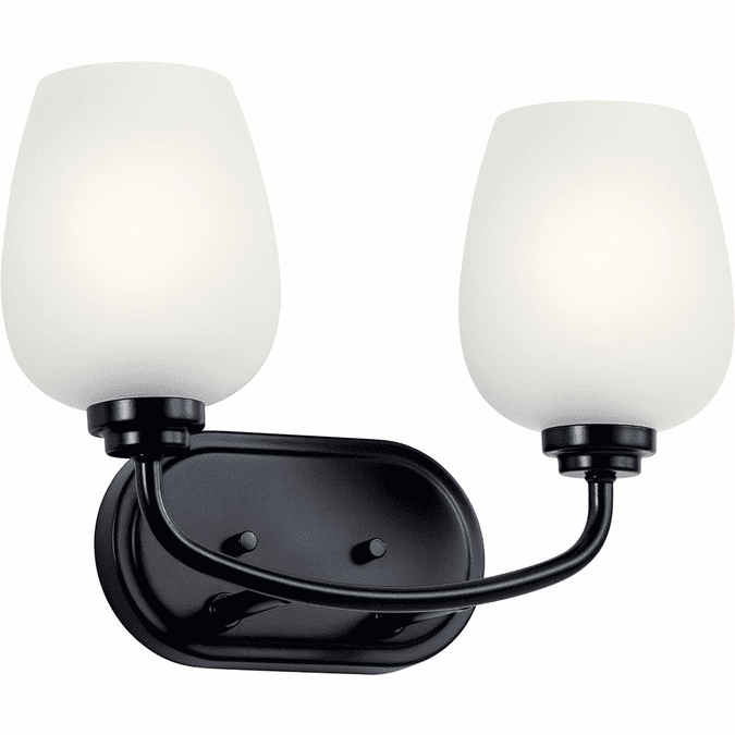 Kichler 45128BK Valserrano Modern Black 2-Light Bathroom Light