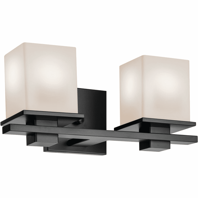 Kichler 45150BK Tully Modern Black 2-Light Bathroom Wall Light Fixture - KIC-45150BK