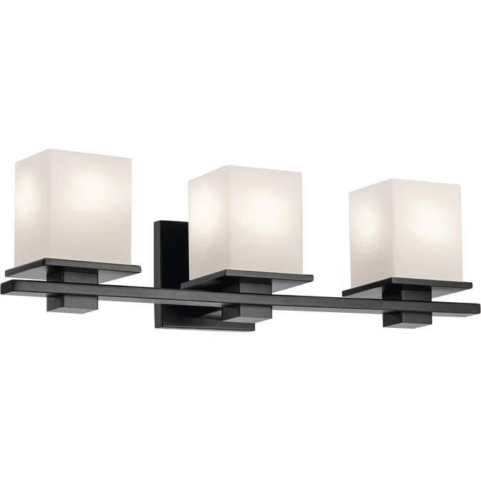 Kichler 45151BK Tully Contemporary Black 3-Light Bathroom Light Fixture ...