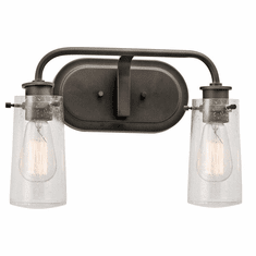 Kichler 45458OZ Braelyn Retro Olde Bronze Finish 10" Tall 2-Light Bathroom Vanity Light
