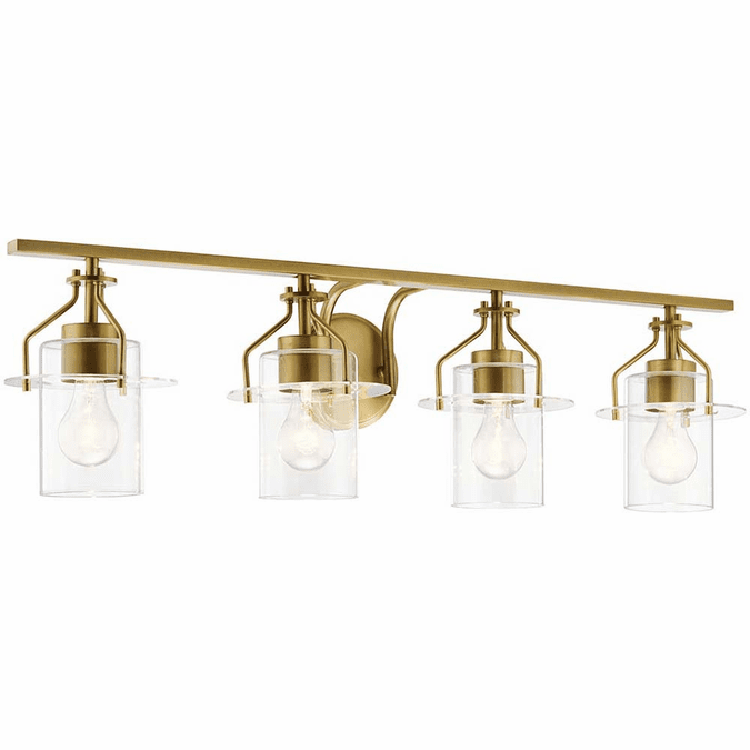 Kichler 55080NBR Everett Brushed Brass 4-Light Bathroom Wall Light ...