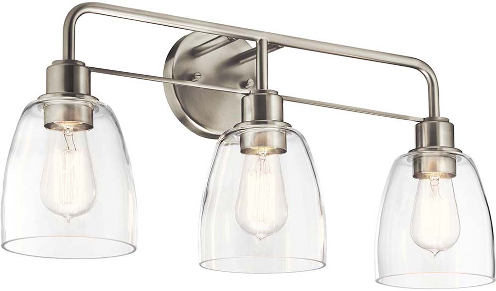 Kichler 55102NI Meller Nickel Textured 3-Light Bathroom Lighting ...