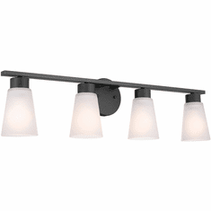 Kichler 55122BK Stamos Black 4-Light Bathroom Vanity Lighting
