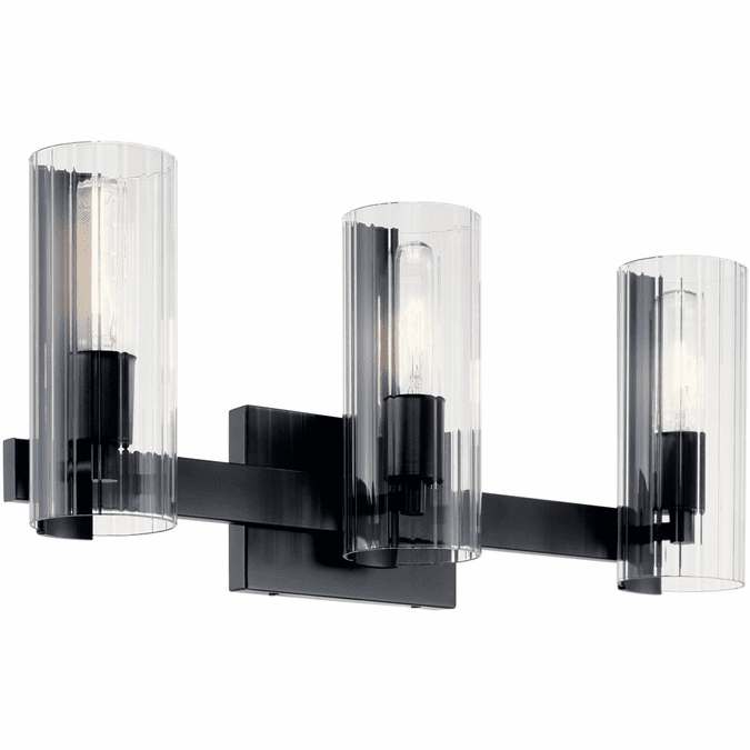 Kichler 55168BK Jemsa Modern Black 3-Light Bathroom Wall Light Fixture ...