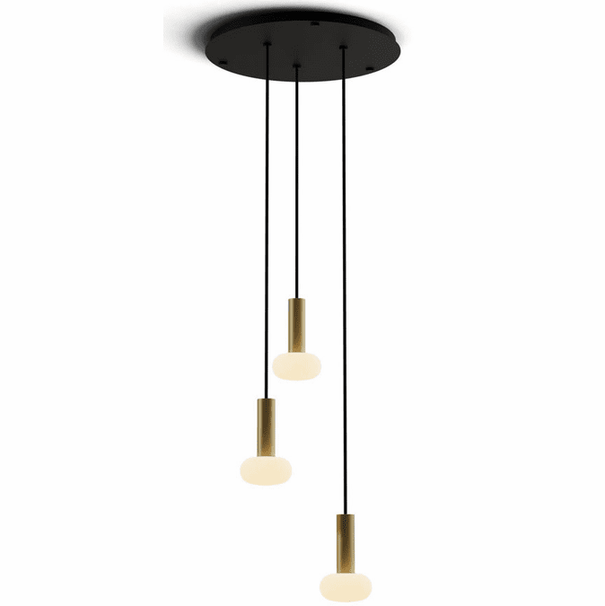 Koncept CMP-C3-S-06-BRS+NA+GLB Combi Modern Brass LED 3-Light Multi Drop Ceiling Lighting