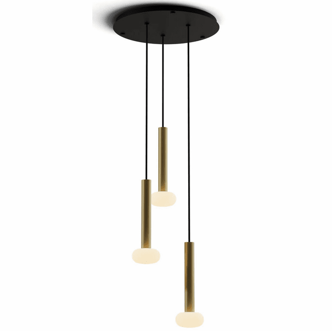 Koncept CMP-C3-S-12-BRS+NA+GLB Combi Modern Brass LED 3-Light Multi Hanging Pendant Light