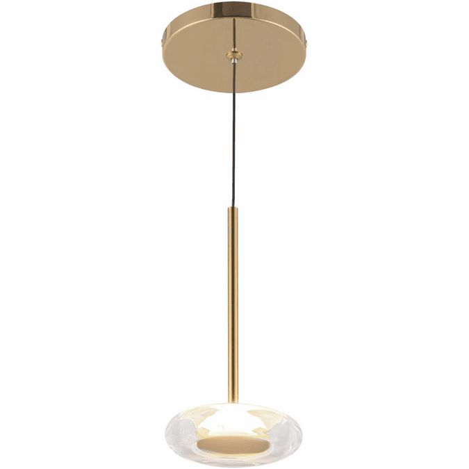 Kuzco PD97204-MRB/CL Stephord Contemporary Metallic Brass / Clear Glass LED Mini Drop Ceiling Lighting